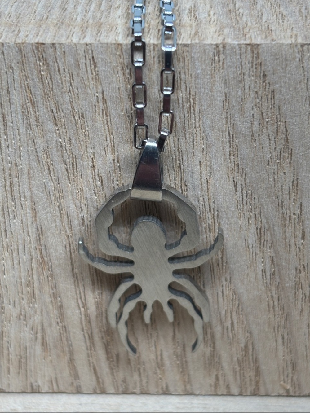 Men's Silver Spider Pendant Necklace - Stainless Steel